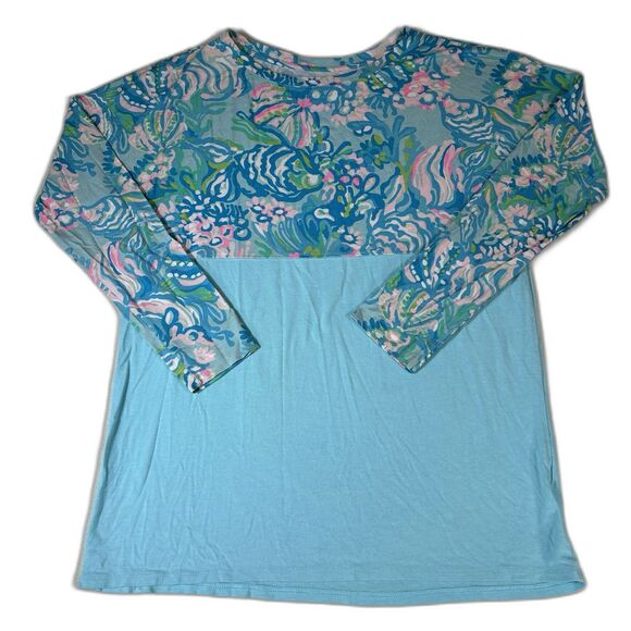 Lilly Pulitzer Size Small Womens  Finn Top High Tide Navy Pineapple Paradise - Picture 1 of 9